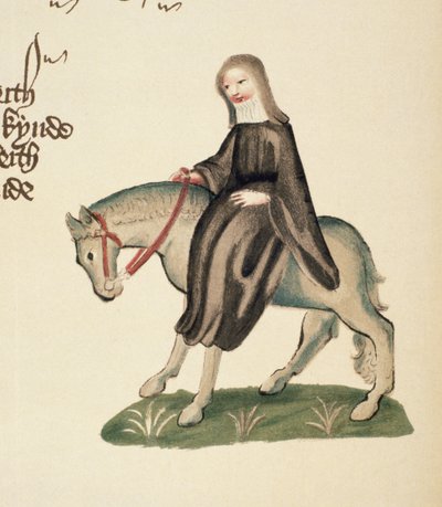 The Second Nun (detail) from The Canterbury Tales, by Geoffrey Chaucer, Ellesmere Manuscript, facsimile edition, 1911 by English School